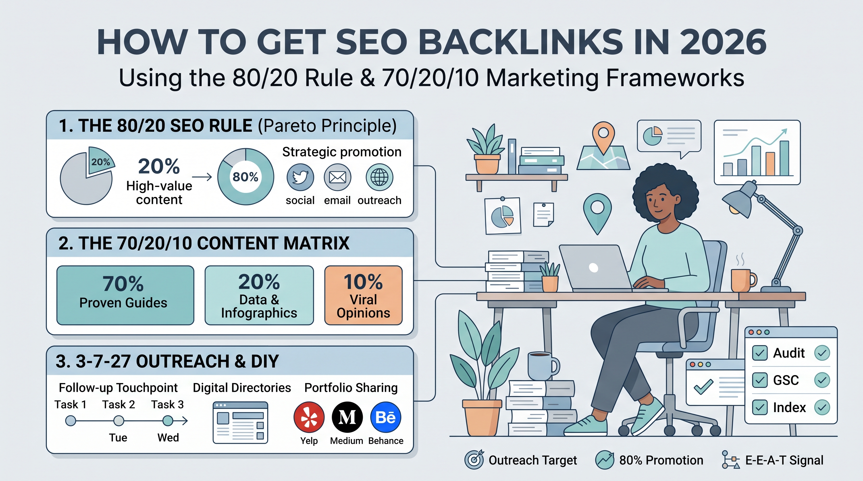 How to Get SEO Backlinks in 2026 (Using the 80/20 & 70/20/10 Rules)
